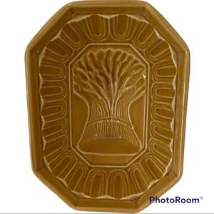 Vintage Yellow ware Wheat Ceramic Pudding Mold